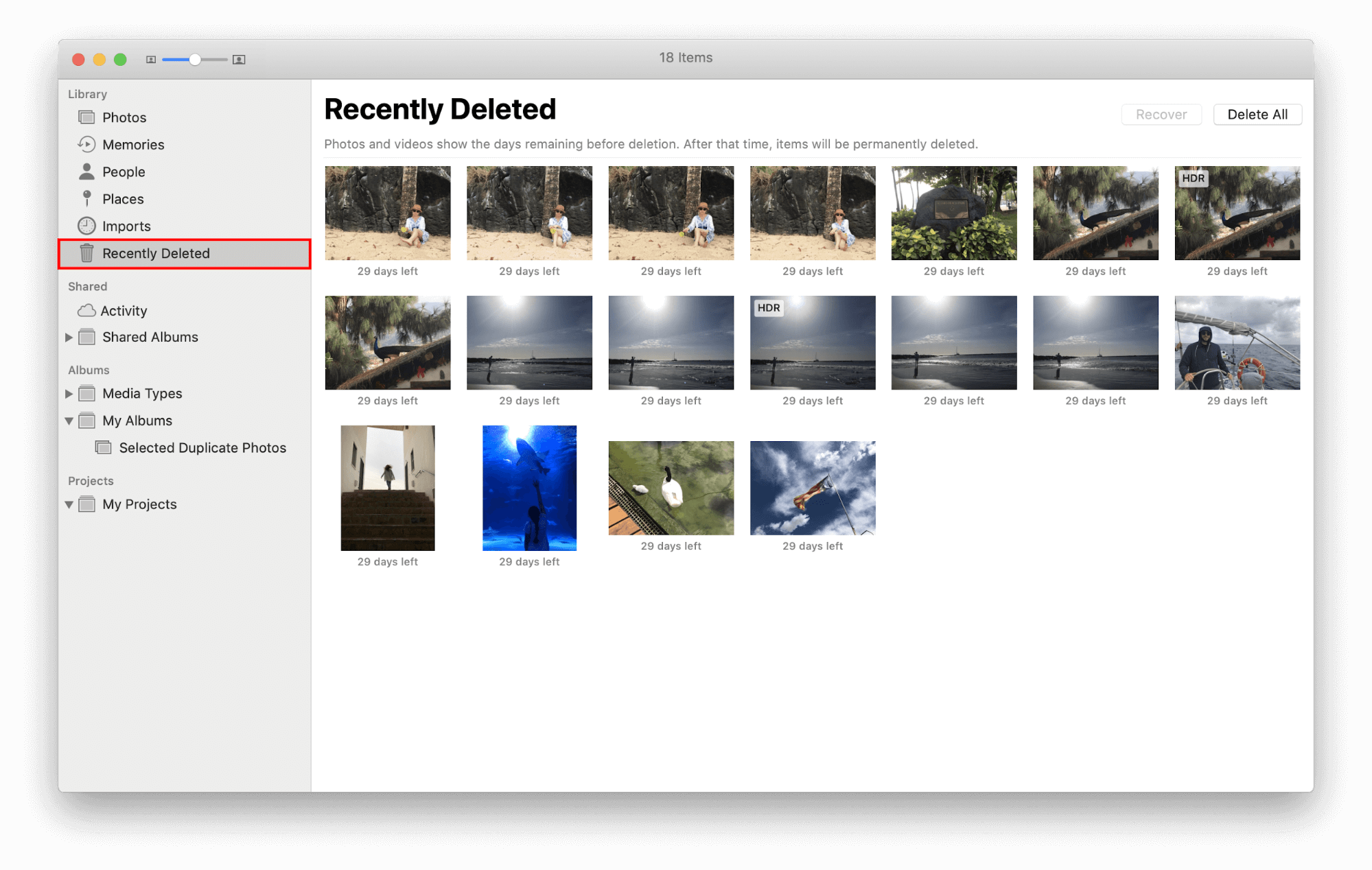 How to delete all photos from photo library on mac
